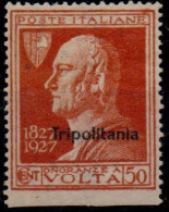 * 1927 - Tripolitania - Alessandro Volta (44ga) Non Dentellato In Basso, Cert. D. Fabris (2.200) - Tripolitaine