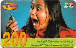 Greenland - Tusass - Girl With Mobile, GSM Refill, 200kr. Exp. 21.04.2007, Used - Greenland