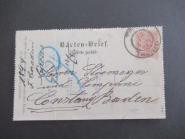 Österreich 1894 Kartenbrief 5 Kreuzer K2 Trient Trento - Konstanz Baden Mit Ank. Gitterstempel Konstanz / Stromeyer - Letter-Cards