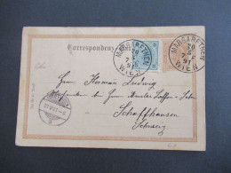 Österreich 1891 GA 2 Kreuzer Mit 3 Kreuzer Zusatzfrankatur K1 Margarethen Wien - Schaffhausen Schweiz - Postcards