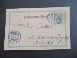 Österreich 1901 GA 5 Heller Strichstempel Vöslau Nach Billwerder Bergedorf Mit Ank. Gitterstempel Bergedorf - Briefkaarten