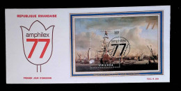 CL, FDC, 1 Er Jour, Rwanda, Kigali, 26-5-1977, Amphilex 77, W. Van De Velde Le Jeune, Le Port D'Amsterdam,frais Fr 1.80e - 1970-1979