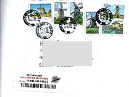 TIMBRES " SÉRIE DES MOULINS " OBLITÉRÉ CACHET ROND SUR ENVELOPPE ENTIÈRE (_T903) - Windmills