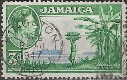 JAMAICA 1938 King George VI - Bananas - 3d. - Green And Blue FU - Jamaica (...-1961)