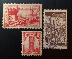 Maroc Poste Française 1939 1940 Local Motives  Remparts De Salé , Fès & 1943 Hassan Tower, Rabat - Gebraucht