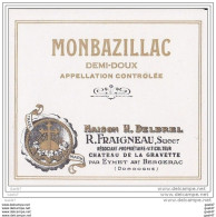 Très Vieille Etiquette Rare Vin De Messe -Réf K720 MONBAZILLAC ( Appellation  Contrôlé ) - Monbazillac