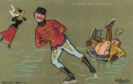 PC ARTIST SIGNED, CH. BEAUVAIS, SPORTS, LE PATINAGE, Vintage Postcard (b52177) - Beauvais