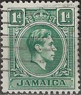 JAMAICA 1938 King George VI - 1d. - Green FU - Jamaica (...-1961)