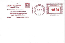 VATICANO-ITALIA - 1998 CATALOGO AFFRANCATURE MECC. VATICANO - Riproduzione 1^ Affranc.vat. Ema Red Meter SPECIMEN -11312 - Franking Machines (EMA)