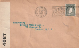 EIRE Censor Cover Hunter & Compagny Baile Atha 4/6/1940 USE TELEPHONE - Cartas & Documentos