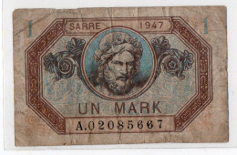 Billet, France, Trésor, SARRE 1947 Un Mark Eine Mark - 1947 Saarland