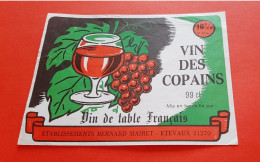 ETIQUETTE DECOLLEE / THEME AMIS / VIN DES COPAINS / ETABLISSEMENTS BERNARD MAIRET - ETEVAUX 21270 - Rode Wijn