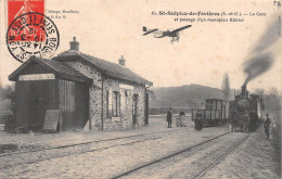 Saint Sulpice De Favières – La Gare Et Passage D'un Monoplan Blériot (1) - Saint Sulpice De Favieres