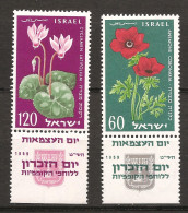 Israël Israel 1959 N° 152 / 3 Avec Tab Inc ** Flore, Fleur, Anniversaire De L'état, Anémones, Cyclamens, Amour, Abandon - Nuevos (con Tab)
