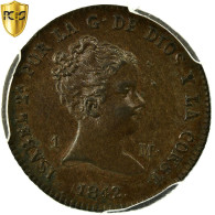 Espagne, Isabel II, Maravedi, 1842, Segovia, Cuivre, PCGS, SUP, KM:525.3 - Premières Frappes