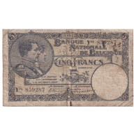 Belgique, 5 Francs, 1925, 1925-03-21, KM:108a, B - 5 Francos