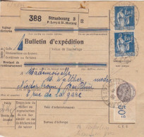 Bulletin D'expédition Obl. Strasbourg Le 8/9/34 Sur 1f50 Paix X 2 N° 288 + Fiscal (tarif Du 1/5/27) Pour Niederbronn - 1932-39 Paix