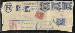 British East Africa (Kenya, Uganda And Tanganyika). Stamp Sc. EA76b And USJ84a On Fragment Of Air Mail Registered Letter - Britisch-Ostafrika