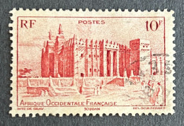 FRAWA0039U4 - Local Motives - Djenné Mosque - French Sudan - 10 F Used Stamp - AOF - 1947 - Oblitérés