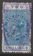 NZ 1882 LONGTYPE 2s QV REVENUE SOTN UNION BANK OF AUSTRALIA WELLINGTON NZ OVAL CANCEL - Postal Fiscal Stamps