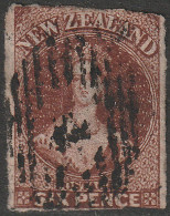 CLASSIC NEW ZEALAND 6d IMPERF CHALON WATERMARK STAR - Oblitérés