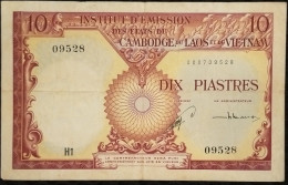 Indochina Indochine Vietnam Viet Nam Laos Cambodia 10 Piastres VF Banknote Note / Billet 1953 - Pick # 96a / 02 Photos - Indochine