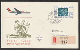 1966, Swissair, Erstflug, Liechtenstein - Palma De Mallorca - Air Post