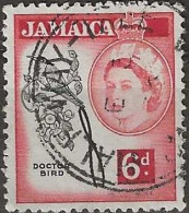 JAMAICA 1956 Queen Elizabeth II - Streamertail - 6d. - Black And Red FU - Jamaïque (...-1961)
