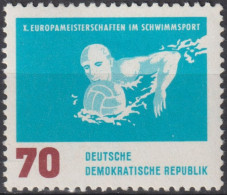 1962 DDR, ** Mi:DD 912, Yt:DD 625, Wasserball, Schwimmeuropameisterschaften, Leipzig - Water-Polo