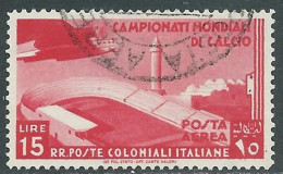 1934 EMISSIONI GENERALI POSTA AEREA USATO MONDIALI DI CALCIO 15 LIRE - RA3-9 - Amtliche Ausgaben