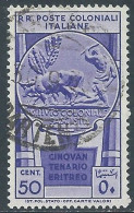 1933 EMISSIONI GENERALI USATO CINQUANTENARIO ERITREO 50 CENT - RA6-4 - Amtliche Ausgaben