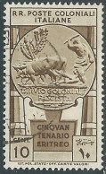 1933 EMISSIONI GENERALI USATO CINQUANTENARIO ERITREO 10 CENT - RA6-4 - Amtliche Ausgaben