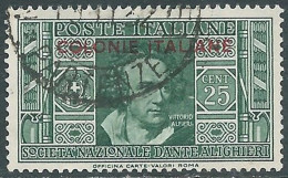 1932 EMISSIONI GENERALI USATO DANTE 25 CENT - RA2-2 - General Issues