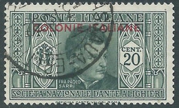 1932 EMISSIONI GENERALI USATO DANTE 20 CENT - RA2 - General Issues