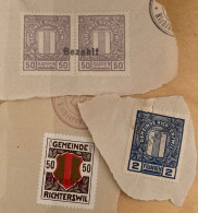 Ausschnitte Fiskalmarken Gemeinde Richterswil ZH / Revenue Stamps Switzerland - Steuermarken