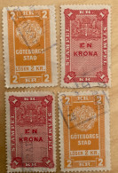 4 Revenue Stamps Sweden / Göteborgs Stad - Steuermarken