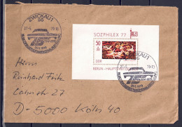 DDR 1977 - SOZIPHILEX '77, Block 48 Auf Brief Nach Köln - Enveloppes - Oblitérées