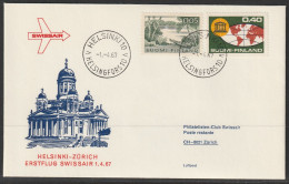 1967, Swissair, Erstflug, Helsinki - Zürich - Storia Postale