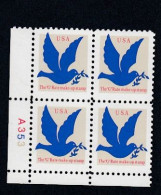 Sc#2877, 'G' Domestic Rate Make-up Stamp 1994 Issue 3-cent Stamp Plate # Block Of 4 - Plattennummern