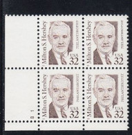 Sc#2933, Milton Hershey Great American Series 1995 Issue 32-cent Stamp Plate # Block Of 4 - Plate Blocks & Sheetlets