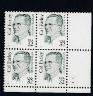 Sc#2934, Cal Farley Great American Series 1996 Issue 32-cent Stamp Plate # Block Of 4 - Plate Blocks & Sheetlets
