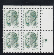 Sc#2940, Alice Hamilton MD Great American Series 1999 Issue 55-cent Stamp Plate # Block Of 4 - Numéros De Planches