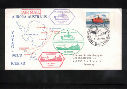 Australian Antarctic Territory 1992 Antarctica Base Casey - Ship Aurora Australis+ Icebird Interesting Cover - Poolshepen & Ijsbrekers