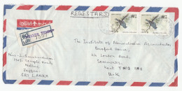 1984 Registered NALLUR TEMPLE Sri Lanka COVER Multi Bird Stamps Air Mail To GB Reg Label Hinduism Religion - Hinduismo