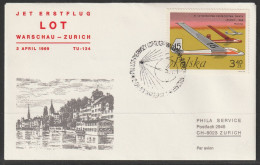 1969, LOT, Erstflug, Warschau - Zürich - Autres & Non Classés