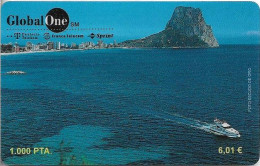 Spain - GlobalOne - Big Rock And City At The Sea, No Expiry, Remote Mem. 1.000Pta, Used - Other & Unclassified