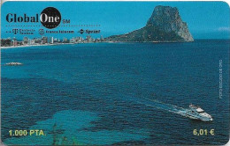 Spain - GlobalOne - Big Rock And City At The Sea, No Expiry, Remote Mem. 1.000Pta, Used - Altri & Non Classificati