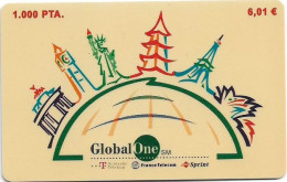 Spain - GlobalOne - Famous Buildings (Reverse 1), Exp. 08.2000, Remote Mem. 1.000Pta, Used - Other & Unclassified
