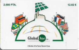 Spain - GlobalOne - Flags Of The World, Exp. 07.2001, Remote Mem. 2.000Pta, Used - Autres & Non Classés
