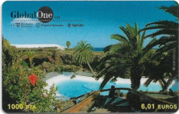 Spain - GlobalOne - Palm Beach Resort (Reverse 2), Exp. 08.2000, Remote Mem. 1.000Pta, Used - Other & Unclassified